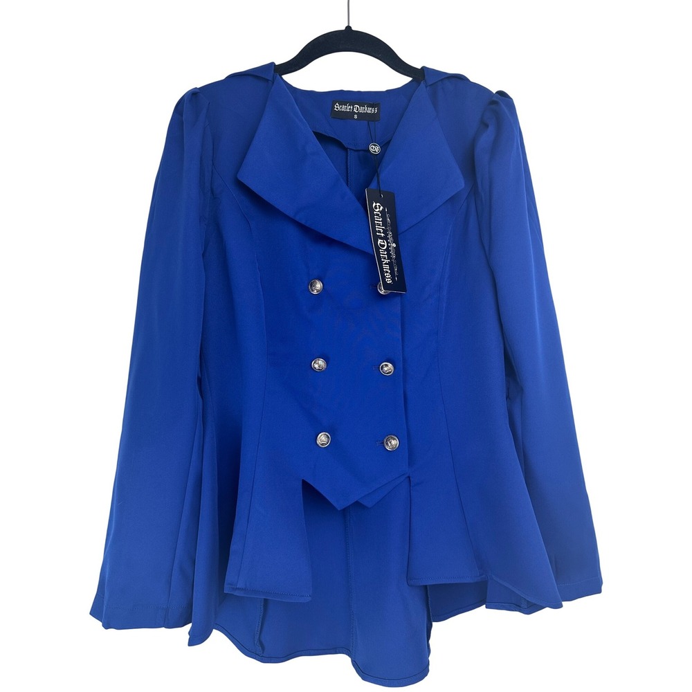 Scarlet Darkness Blue Victorian Steampunk Peplum Jacket Cosplay Small NWT